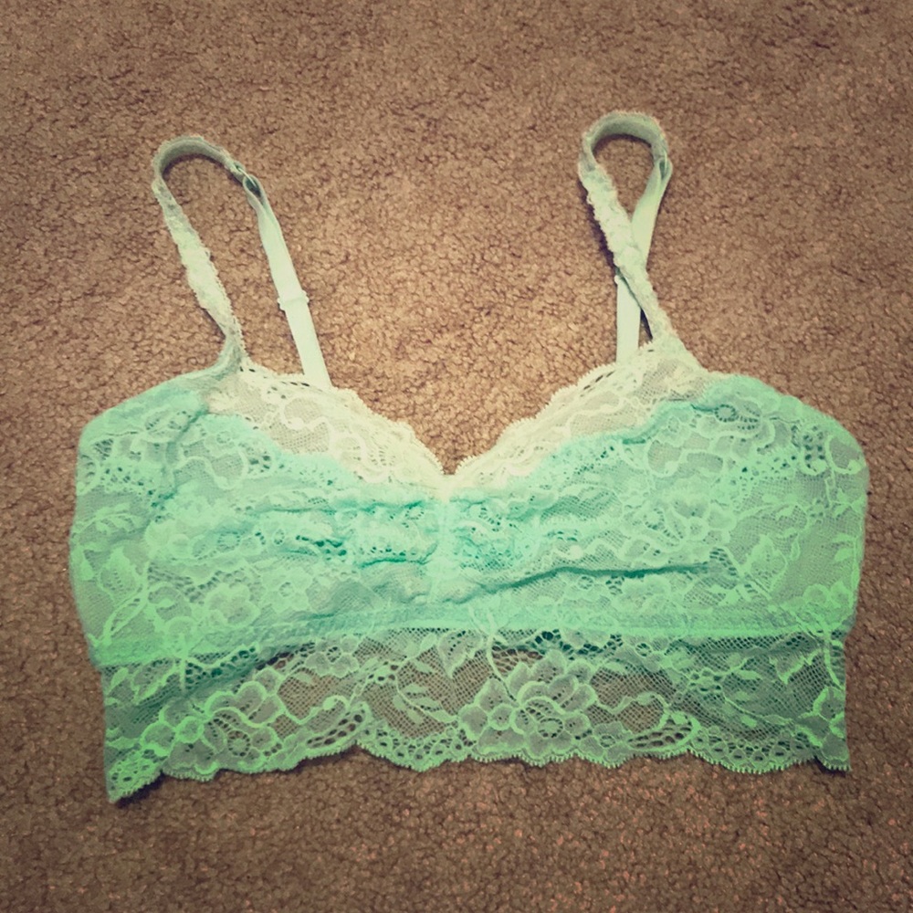 PINK blue lace bralette